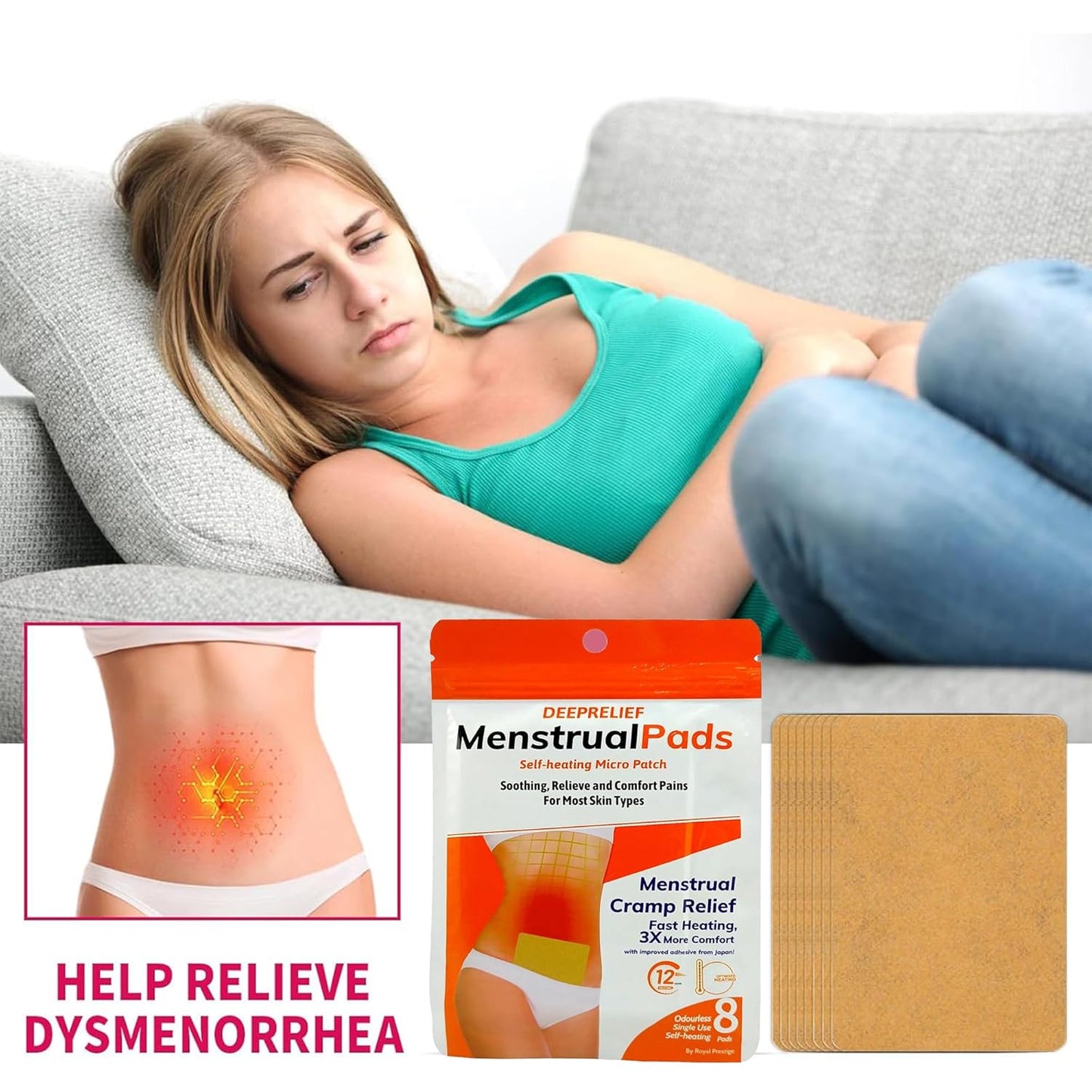 Menstruation Pain Relief Pad 8Pcs ( 1 Piece for 1 Month)