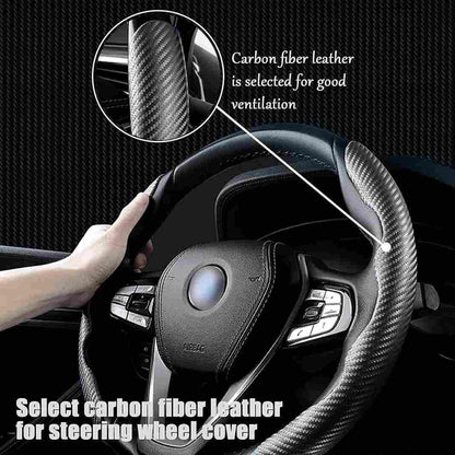 Carbon fibre Steering Wheel Cover Set - 2pieces - Non-Slip, Scratch-Resistant - Fit on each & every car, Extra durable because made with Carbon fiber material which is use  in space technology