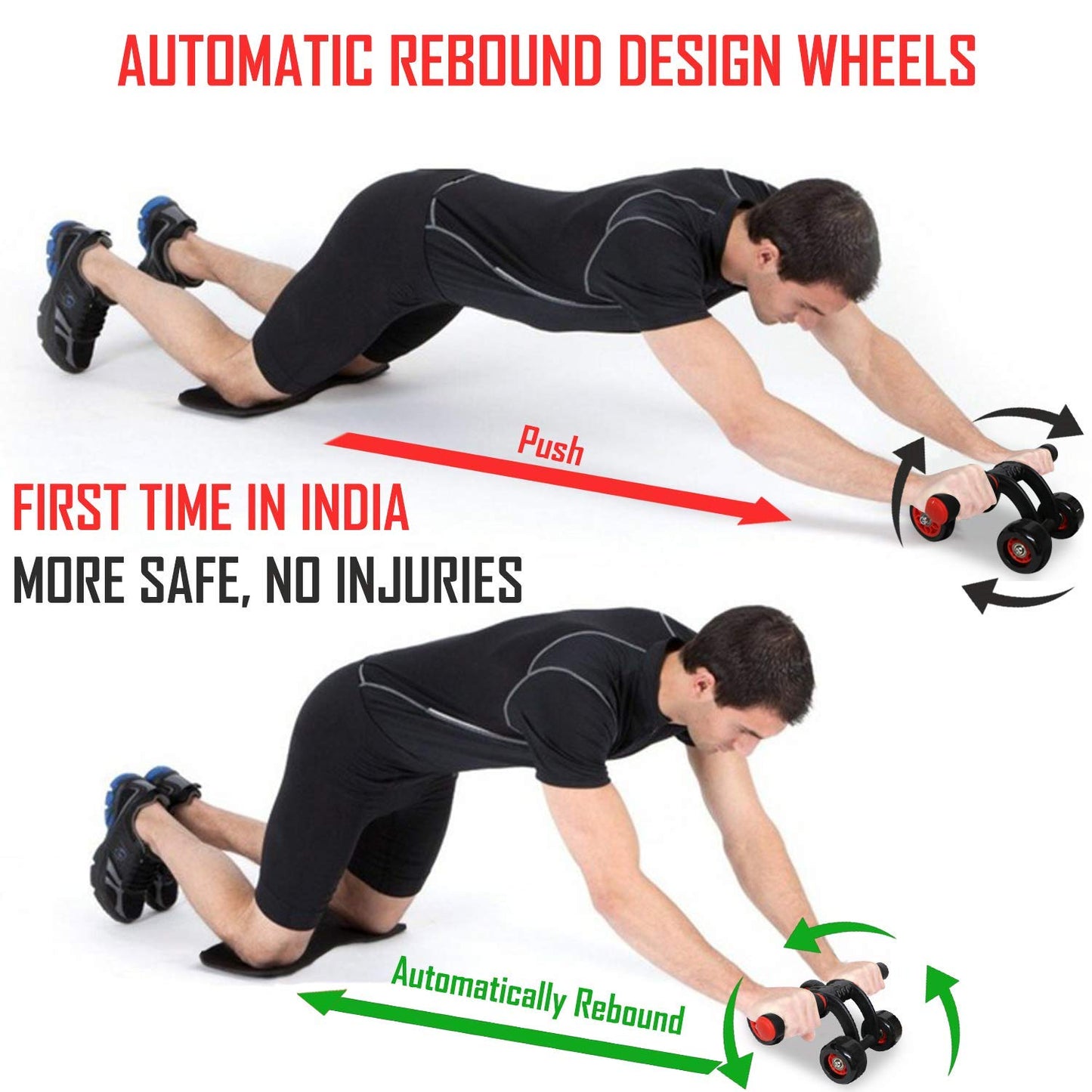 Wheel Ab Roller core Steel Handle With Knee Mat