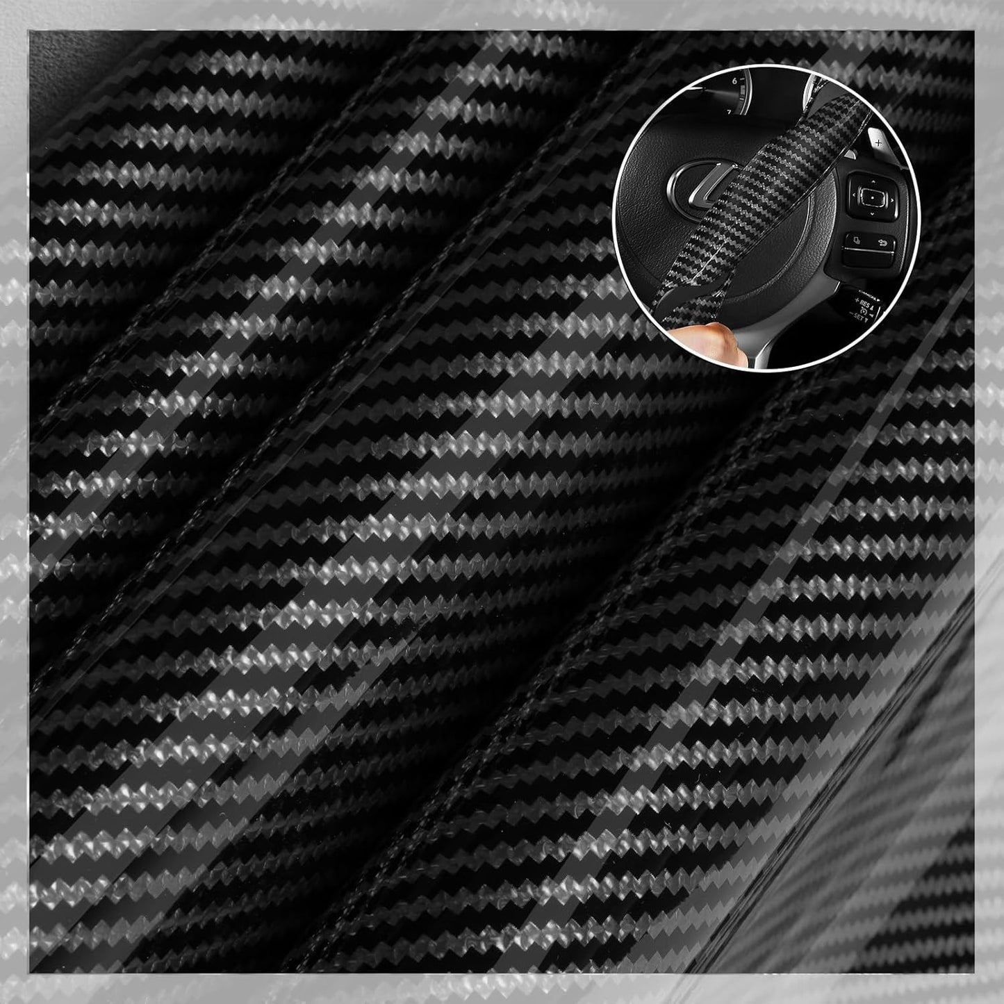 Carbon Fiber ABS Texture Steering Wheel Cover for Cars - 2pieces set - Non-Slip, Scratch-Resistant - Fit on each & every car, Extra durable because made with Carbon fiber material which is use  in space technology