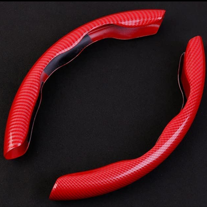 Carbon Fiber ABS Texture Steering Wheel Cover for Cars - 2pieces set - Non-Slip, Scratch-Resistant - Fit on each & every car, Extra durable because made with Carbon fiber material which is use  in space technology