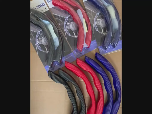 Carbon fibre Steering Wheel Cover Set - 2pieces - Non-Slip, Scratch-Resistant - Fit on each & every car, Extra durable because made with Carbon fiber material which is use  in space technology
